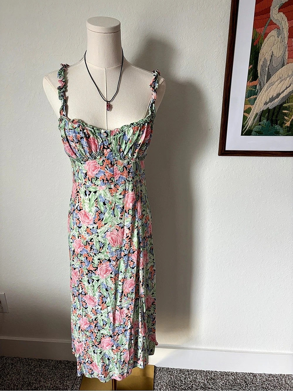 Zara Multicolor Floral Midi Dress - Medium